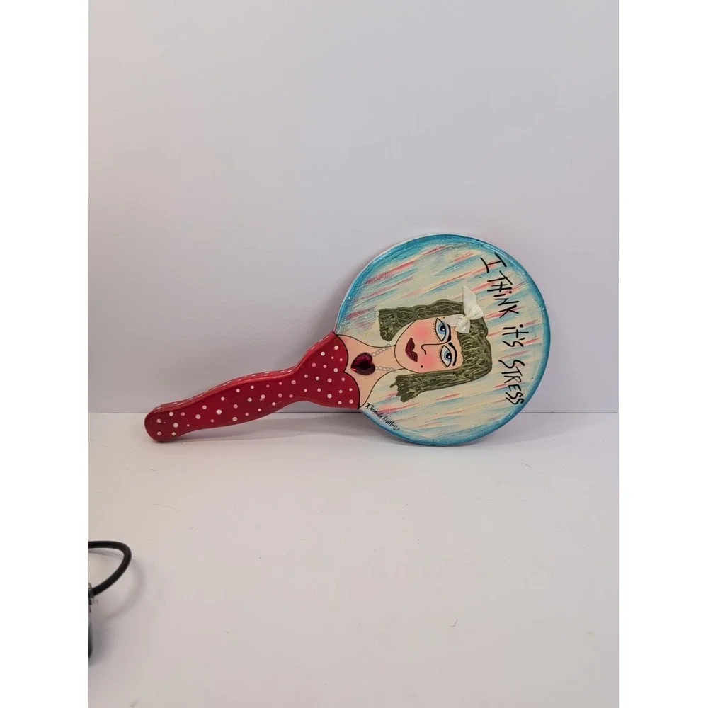 Vintage Cosmetic Mirror Hand-painted Rhonda‎ Kullberg 3D